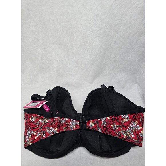 Curvy Kate Maya Bandeau Bikini Top - Red Print Size 36J- NEW WITH TAGS - Picture 4 of 10